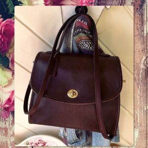 VINTAGE COACH MAHOGANY MANOR TOP HANDLE CROSSBODY SATCHEL BAG 9977